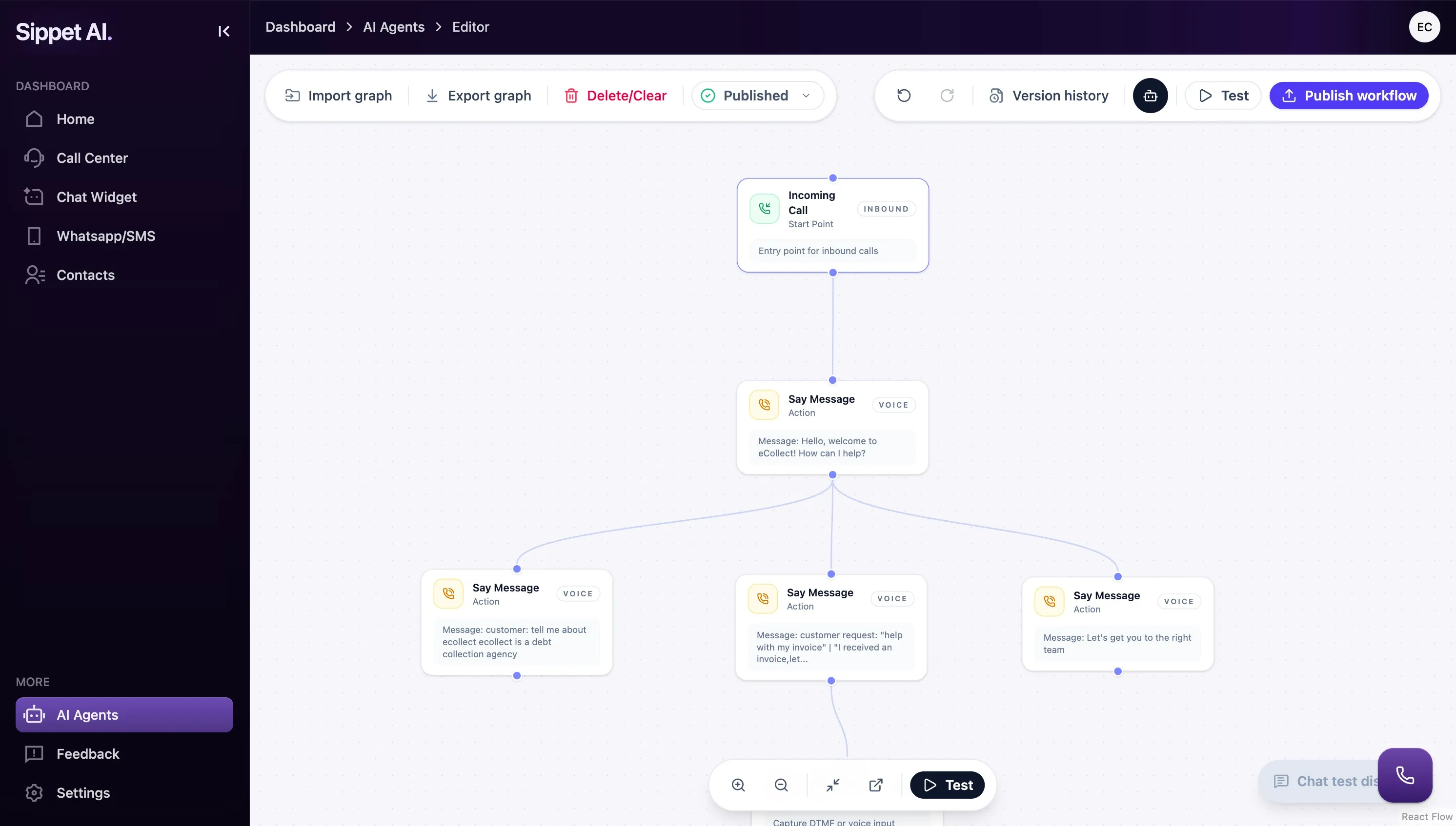 Workflow editor platform view